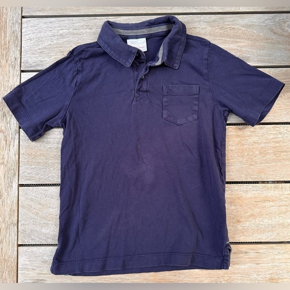 189. Kids Hanna Andersson Navy Blue Collared Short Sleeve T-Shirt - Picture 2 of 13